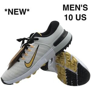 Nike Free Golf NN Next Nature Golf Shoes White Black Gold Mens 10 NEW FN0332-105